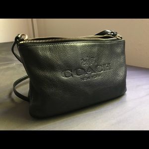 Coach crossbody black leather purse